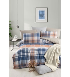 Lastikli Çarşaflı Tek Kişilik Nevresim Takımı Plaid
