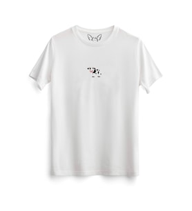  Animal İnek Resimli Dijital Baskılı Çocuk Beyaz Tshirt