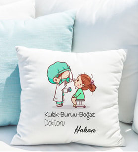 Kulak Burun Boğaz Doktoru Tasarımlı Yastık Kişiye Özel