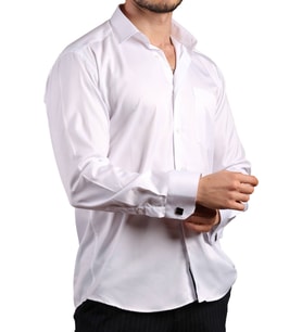 Beyaz Rahat Kesim Micro Kumaş Kol Düğmeli Regular Fit Erkek Gömlek - 190-1