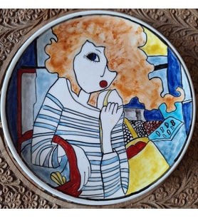 Loya Handmade- Dekoratif Çini Tabak (Modern Kızlar Serisi-Kızıl alış-veriş)