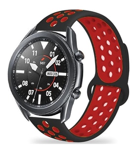 ​​Amazfit GTS Bip Lite S GTR 42mm Kordon Delikli Spor Kordon (Siyah-Kırmızı)