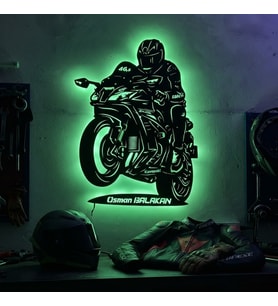 Kişiye veya Fotoğrafa Özel Led Işıklı Ahşap Hediyelik Motosiklet Tabloları, Dekor