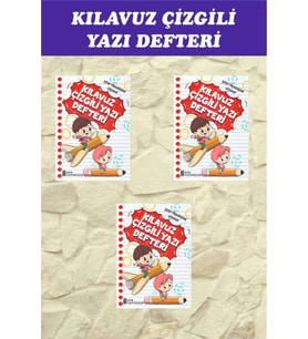 1.Sınıf Kılavuz Çizgili Yazı Defteri Orta Boy - 3 Adet (Karışık)