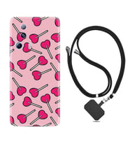 Xiaomi Mi 13 Lite Kılıf Resimli Boyun Askılı İpli Desenli Silikon Heart Lollipop 1414