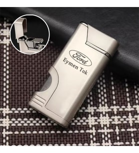 Kişiye Özel İsimli Araç Araba Logo Baskılı Tasarım Lüks Çakmak Gazlı Metal Çakmak (Gri)