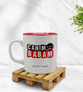 BK Gift Kişiye Özel Canım Babam Tasarımlı İçi Kırmızı Renkli Kupa Bardak Model 5