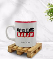 BK Gift Kişiye Özel Canım Babam Tasarımlı İçi Kırmızı Renkli Kupa Bardak Model 5