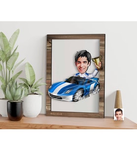 BK Gift Kişiye Özel Rallici Karikatürlü 3D Ahşap Tablo, Sevgiliye Hediye, Arkadaşa Hediye, Yıl Dönümü Hediyesi, Doğum Günü Hediyesi-1