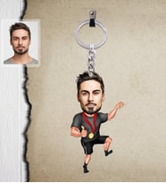 Kişiye Özel Sporcu Karikatürlü  Ahşap Anahtarlık Bay-9-Eco