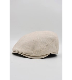 Erkek Keten Premium Krem Şapka Yazlık Flat Cap Kasket