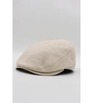 Erkek Keten Premium Krem Şapka Yazlık Flat Cap Kasket