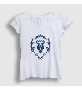 Presmono Kadın Beyaz Alliance Logo World Of Warcraft Oyun T-Shirt 422861tt (Beyaz)