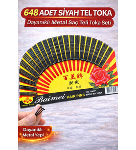 648 Adet Siyah Tel Toka Saç Tokası – Dayanıklı Metal Profesyonel Saç Teli Toka Seti
