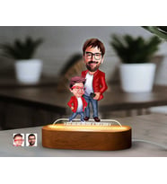 BK Gift Kişiye Özel Baba-Oğul Karikatürlü Dekoratif 3D Biblo LED Işıklı Gece Lambası-5, Babaya Hediye, Babalar Günü Hediyeleri