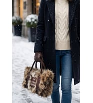 Vintage Peluş Kürk Model Sonbahar, Kış The Bag Bonjeur Kadın El, Kol, Omuz Çanta
