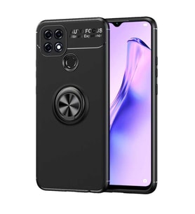 Oppo A15S Kılıf Yüzüklü Magnetli Ravel Case (Siyah)