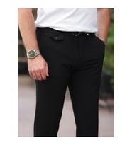 Ütü Gerektirmeyen Slim Fit Gofre Jogger (Siyah)
