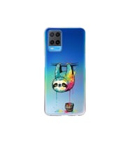 Oppo A54 4G ile Uyumlu Splash Tembel Hayvan Tasarımlı Şeffaf Silikon Kılıf