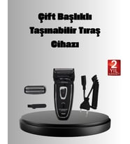 Şarjlı Kablosuz Tıraş Makinesi Çift Başlık Kuru Tıraş Ergonomik Taşınabilir