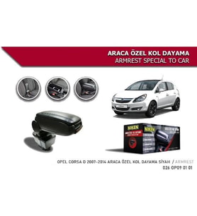 Opel Corsa D Araca Özel Kol Dayama Kolçak 2007-2014 arası Niken (Siyah)