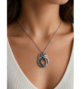 Özgürlük Temalı Kelepçe Kolye Gümüş Renk Unisex Hediye Takı