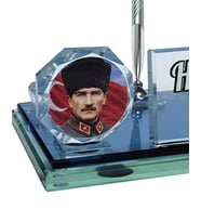 Sentez Masa Üstü İsimlik Atatürk Masa İsimliği Terfi Hediyesi (Gümüş Gri)