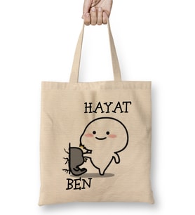 Hayat Ben Komik Bez Çanta Uzun Saplı