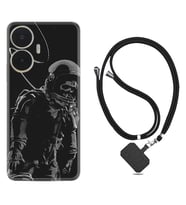 Realme C55 Kılıf Silikon Boyun Askılı İpli Desenli Silikon İskelet Astronot 1613