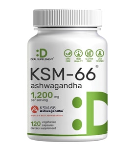 DEAL SUPPLEMENT KSM-66 1200mg with Black Pepper, 120 Veggie Capsules.Abd Menşei.50.