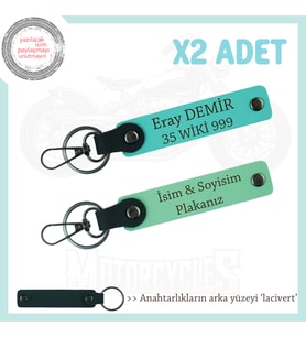 Sürpriz Arayanlara İkili Anahtarlık Seti – Plaka ve İsim Yazılabilir Hediye, Yeşil-Turkuaz-Laci (Çok Renkli)