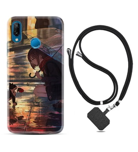 Huawei P20 Lite Mate 10 20 Lite Pro P40 Lite KılıfBoyun Askılı Silikon Kız ve Kedi 1762