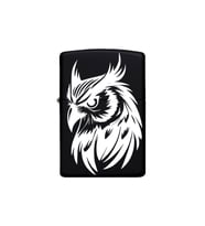 Baykuş Desenli Kişiye Özel İsimli Zippo Model Çakmak Benzinli Siyah Metal  Çakmak