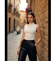 Fantezia Night Kadın Mavi Kolsuz Balıkçı Yaka Basic Bluz