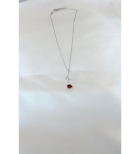 Gümüş Kaplama Kırmızı Gül Figürlü Kadın Kolye - TJ-BKO6441
