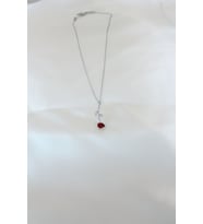 Gümüş Kaplama Kırmızı Gül Figürlü Kadın Kolye - TJ-BKO6441
