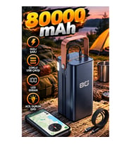 80000 mAh Powerbank – Hızlı Şarj, Çoklu USB Çıkışı, LED Ekran ve Acil Durum Işığı