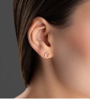 925 Ayar Rose Kaplama Gümüş Ay Yıldız Minimal Küpe