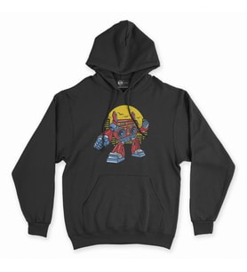Boom Box Robotlu Siyah Kapşonlu Sweatshirt Hoddie