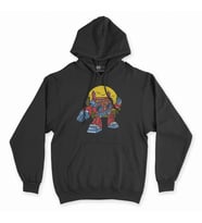 Boom Box Robotlu Siyah Kapşonlu Sweatshirt Hoddie