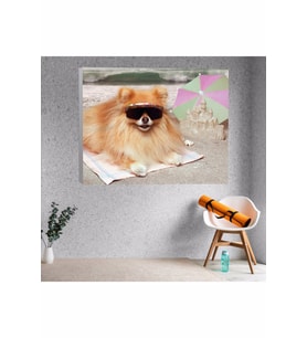 Kumsalda Köpek Kanvas Tablo