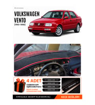 VOLKSWAGEN VENTO (1992-1998) Uyumlu Torpido Örtüsü Torpido Kılıfı - Siyah Kırmızı