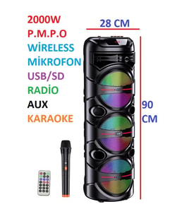3X8 İNÇ BÜYÜK BOY TEKERLEKLİ BLUETOOTH SPEAKER ŞARJLI KABLOSUZ MİKROFONLU HOPARLÖR