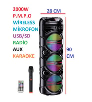 3X8 İNÇ BÜYÜK BOY TEKERLEKLİ BLUETOOTH SPEAKER ŞARJLI KABLOSUZ MİKROFONLU HOPARLÖR