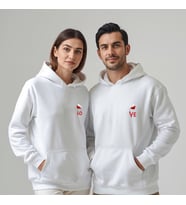 Sevgililer Günü Özel Kombin, 2 Ürün Kapüşonlu Hoodie Sweatshirt (Beyaz)