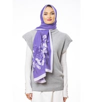Çiçekli Desen Modal Seri Şal Eşarp Askısı ile Birlikte 75x200 cm Lila-75x200