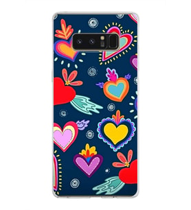 PrintiFy Samsung Galaxy Note 8 ile Uyumlu 1mm Slim Fit Retro Colors 3 Baskılı Şeffaf  Kılıf