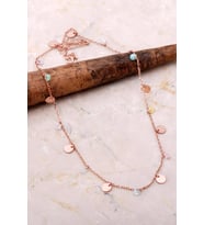 Pullu Sıra Taşlı Rose Gümüş Kolye 7109