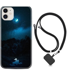 Apple iPhone 11 12 13 Mini Kılıf Boyun Askılı Silikon Gece 1633