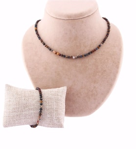 Pietersite Taşı Doğal Taş Kolye-Bileklik Takımı-3-4MM  TS014